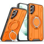 For Samsung Galaxy S22+ 5G Rotating Ring Holder Magnetic MagSafe Phone Case(Orange)