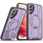 For Samsung Galaxy S21 5G Rotating Ring Holder Magnetic MagSafe Phone Case(Purple)