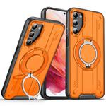 For Samsung Galaxy S21 5G Rotating Ring Holder Magnetic MagSafe Phone Case(Orange)