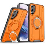 For Samsung Galaxy S21+ 5G Rotating Ring Holder Magnetic MagSafe Phone Case(Orange)
