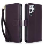 For Samsung Galaxy S25 Ultra 5G Multi-Card Wallet RFID Leather Phone Case(Dark Purple)