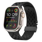 For Apple Watch 46mm / 49mm / 45mm / 44mm Kalebol Mesh Umbrella Buckle Silicone Watch Strap(Black)