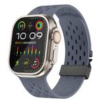 For Apple Watch 46mm / 49mm / 45mm / 44mm Kalebol Mesh Umbrella Buckle Silicone Watch Strap(Blue Grey)