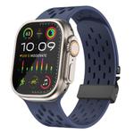 For Apple Watch 46mm / 49mm / 45mm / 44mm Kalebol Mesh Umbrella Buckle Silicone Watch Strap(Midnight Blue)