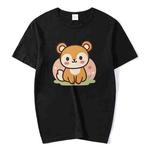 Squirrel Printed Round Neck Modal Short Sleeve T-shirt Print On Your Demand, Size:XXXXXL(Black)