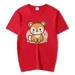 Squirrel Printed Round Neck Modal Short Sleeve T-shirt Print On Your Demand, Size:XXXXXL(Red)