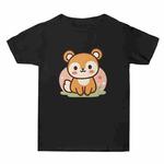 Squirrel Printed Summer Baggy Cotton Short Sleeve T-shirt Print On Your Demand, Size:L(Black)