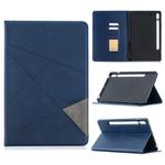 For Samsung Galaxy Tab S8 / Galaxy Tab S7 T870 Rhombus Texture Horizontal Flip Magnetic Leather Case with Holder & Card Slots(Dark Blue)