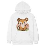 Squirrel Printed Fleece Hooded Sweatshirt Print On Your Demand, Size:XS(White)