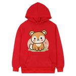 Squirrel Printed Fleece Hooded Sweatshirt Print On Your Demand, Size:L(Red)