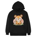 Squirrel Printed Fleece Hooded Sweatshirt Print On Your Demand, Size:XXXL(Black)