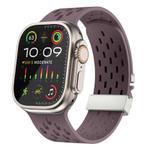 For Apple Watch 46mm / 49mm / 45mm / 44mm Kalebol Mesh Silver Umbrella Buckle Silicone Strap(Smoky Purple)