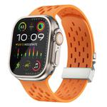 For Apple Watch 42mm / 41mm / 40mm / 38mm Kalebol Mesh Silver Umbrella Buckle Silicone Strap(Orange)