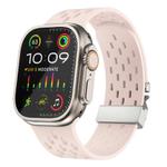 For Apple Watch 42mm / 41mm / 40mm / 38mm Kalebol Mesh Silver Umbrella Buckle Silicone Strap(Sand Pink)