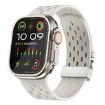 For Apple Watch 42mm / 41mm / 40mm / 38mm Kalebol Mesh Silver Umbrella Buckle Silicone Strap(Starlight)