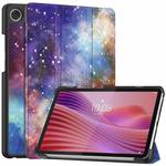 For Lenovo Tab One TB-305FU / Tab K9 Custer Painted 3-Fold Holder Leather Smart Tablet Case(Starry Way Nebula)