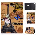 For iPad Air 2022 / 2020 10.9 Electric Pressed Colored Drawing Horizontal Flip Leather Case with Holder & Card Slots & Sleep / Wake-up Function(Eiffel Tower)