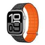 For Apple Watch 46mm / 49mm / 45mm / 44mm Kalebol Magnetic Silicone Watch Strap(Black Orange)