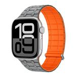 For Apple Watch 46mm / 49mm / 45mm / 44mm Kalebol Magnetic Silicone Watch Strap(Grey Orange)