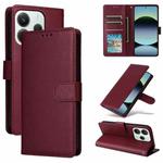 For Redmi Note 14 5G / Poco M7 Pro 5G 3-Card Slots Multifunctional Leather Phone Case(Wine Red)