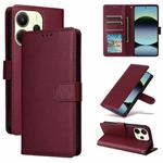 For Redmi Note 14 4G 164.84mm 3-Card Slots Multifunctional Leather Phone Case(Wine Red)