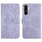 For Samsung Galaxy F16 5G / M16 5G Skin Feel Butterfly Embossed Flip Leather Phone Case(Purple)