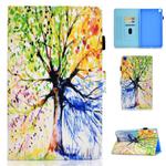 For Samsung Galaxy Tab A7 10.4 2020 T500 Colored Drawing Stitching Horizontal Flip Leather Case, with Holder & Card Slots(Colorful Tree)