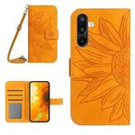 For Samsung Galaxy F16 5G / M16 5G Skin Feel Sun Flower Embossed Flip Leather Phone Case with Lanyard(Yellow)