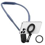 Collar Neck Hanger Magnetic Phone Holder(Carbon Fiber Dark Blue)