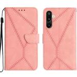 For Samsung Galaxy F16 5G / M16 5G Stitching Embossed Leather Phone Case(Pink)
