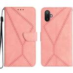 For Samsung Galaxy F06 5G / M06 5G Stitching Embossed Leather Phone Case(Pink)