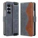 For Samsung Galaxy Z Fold6 VIETAO Integrated Spliced Leather Phone Case with Elastic Bowl Strap(Gray)