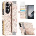 For Samsung Galaxy Z Fold5 VIETAO Integrated Colorful Leather Phone Case with Elastic Bowl Strap(Pink)