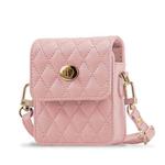 For Samsung Galaxy Z Flip Series VIETAO Rhombic Texture Bag PU Fold Phone Case(Pink)