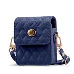 For Samsung Galaxy Z Flip Series VIETAO Rhombic Texture Bag PU Fold Phone Case(Blue)