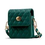 For Samsung Galaxy Z Flip Series VIETAO Rhombic Texture Bag PU Fold Phone Case(Green)