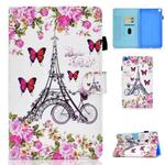 For Samsung Galaxy Tab A7 10.4 2020 T500 Colored Drawing Stitching Horizontal Flip Leather Case, with Holder & Card Slots(Flower Tower)