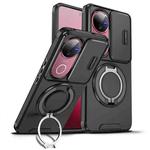 For vivo V50 Sliding Camshield Ring Holder Phone Case(Black)