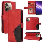 For OPPO A5 Pro 5G Global Dual-color Splicing Flip Leather Phone Case(Red)