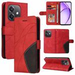 For OPPO A3X 4G / A3 Global Dual-color Splicing Flip Leather Phone Case(Red)