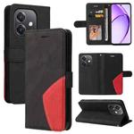 For OPPO A3X 4G / A3 Global Dual-color Splicing Flip Leather Phone Case(Black)