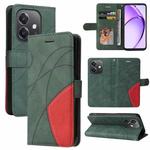 For OPPO A3X 4G / A3 Global Dual-color Splicing Flip Leather Phone Case(Green)