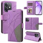 For OPPO A3X 4G / A3 Global Dual-color Splicing Flip Leather Phone Case(Purple)