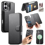 For iPhone 16 Plus CaseNeo Finger Grip Strap MagSafe Leather Phone Case(Black)
