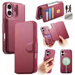 For iPhone 16 CaseNeo Finger Grip Strap MagSafe Leather Phone Case(Red)