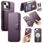 For iPhone 14 / 13 CaseNeo Finger Grip Strap MagSafe Leather Phone Case(Purple)