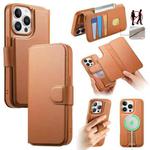 For iPhone 13 Pro CaseNeo Finger Grip Strap MagSafe Leather Phone Case(Brown)