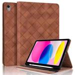 For iPad 11th 2025 / 10th 2022 Rhombus Embossed Leather Smart Tablet Case(Brown)