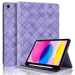 For iPad 11th 2025 / 10th 2022 Rhombus Embossed Leather Smart Tablet Case(Purple)