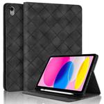 For iPad 11th 2025 / 10th 2022 Rhombus Embossed Leather Smart Tablet Case(Black)